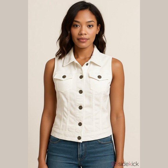 Mudd Jackets & Blazers - White denim sleeveless vest SMALL